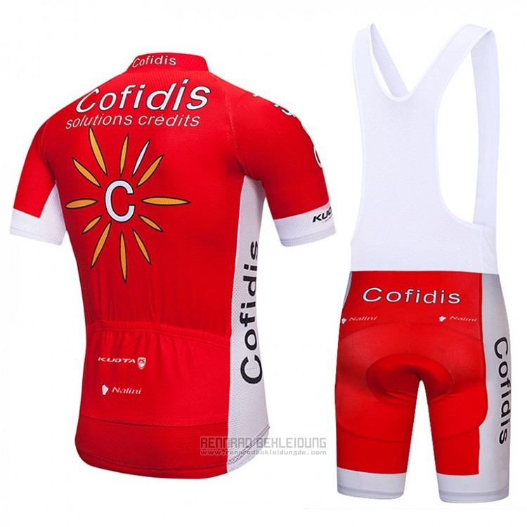 2018 Fahrradbekleidung Cofidis Rot und Wei Trikot Kurzarm und Tragerhose - zum Schließen ins Bild klicken